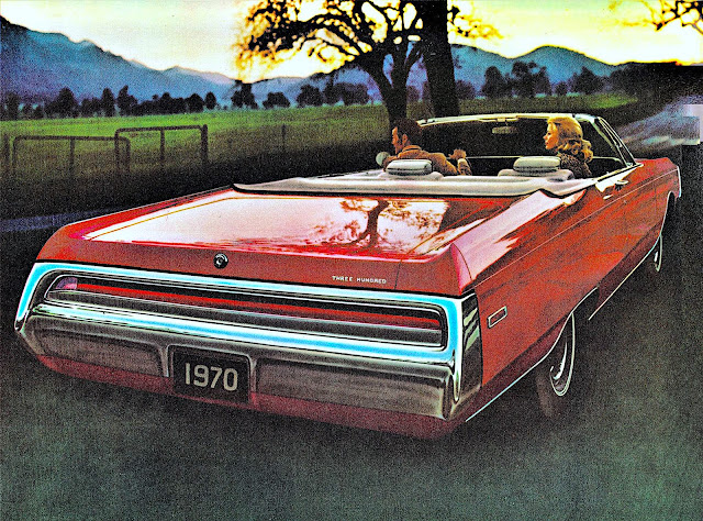 a red 1970 Chrysler 300 advertisement