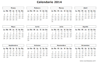 calendário 2014