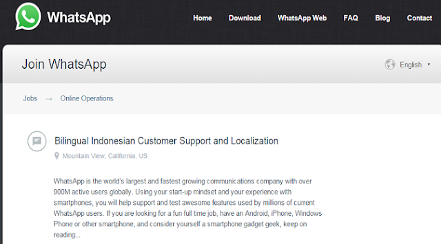 WhatsApp Buka Lowongan Kerja Untuk Orang Indonesia