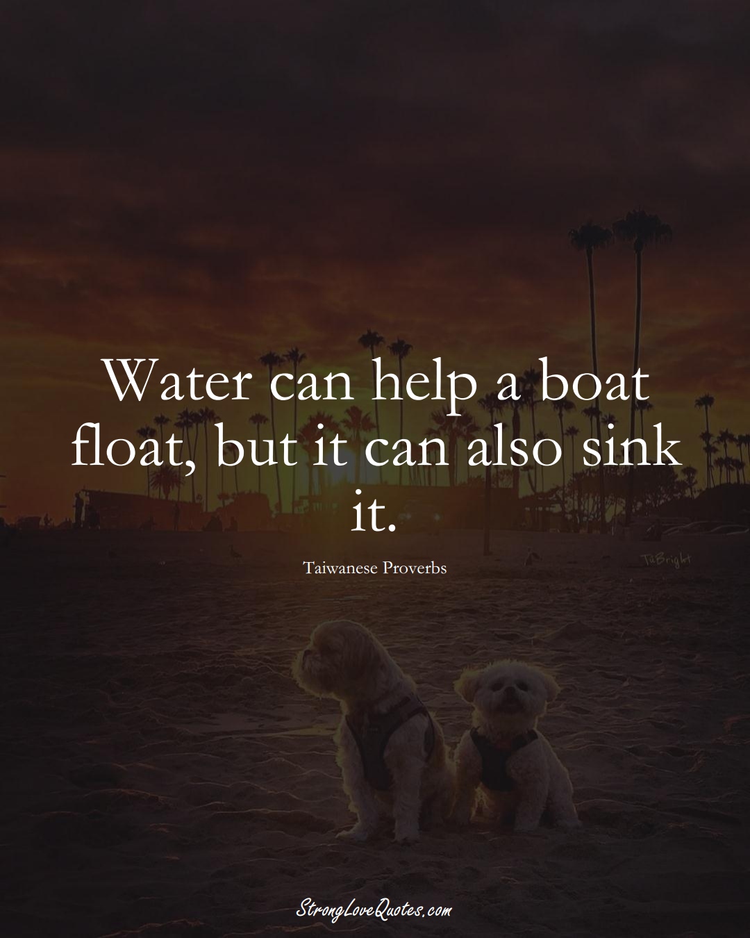Water can help a boat float, but it can also sink it. (Taiwanese Sayings);  #AsianSayings