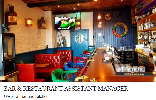 Staff Wanted Galway Assistant Bar Restaurant Manager