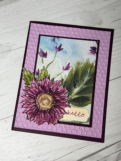 Greeting Card from Stamp set and portion of preprinted envelope from August 2022 Sweet Sunflowers Paper Pumpkin Kit