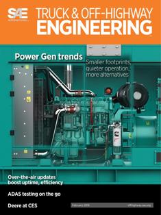 Truck & Off-Highway Engineering 2019-01 - February 2019 | ISSN 1528-9702 | TRUE PDF | Bimestrale | Professionisti | Edilizia | Tecnologia | Commercio
Off-Highway Engineering is SAE's flagship commercial vehicle magazine.
Over 19,000 BPA audited subscribers.
Published bimonthly, this publication features special sections on powertrain & energy, electronics, hydraulics, materials, testing & simulation, truck & bus engineering, and special product spotlights.
While the diesel engine has undergone an extreme evolution over the past decade, Off-Highway Engineering continue to make great strides in continuing to make cleaner engines via technological solutions such as advanced combustion, aftertreatment systems, and hybridization.