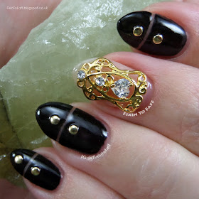 Black and gold 3D negative space nail art inspired by fashion for the Nail Challenge Collaborative.