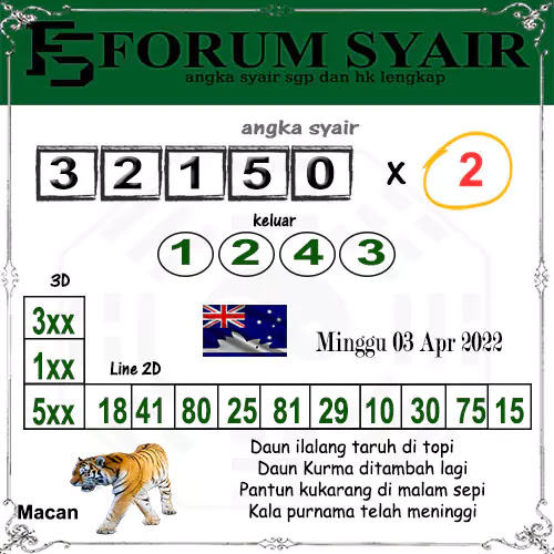 Forum syair Sidney Minggu 03 April 2022