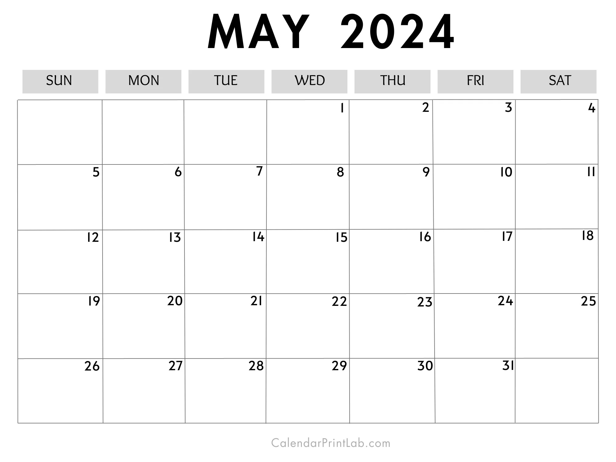 May 2024 Calendar Printable