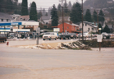 Flooding in Rainier, Oregon, in February, 1996
