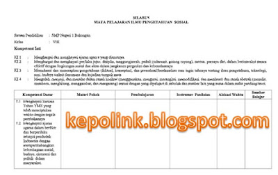 Silabus, RPP, Prota, Promes IPS K-13 Revisi 2017 Kelas 8 SMP/ MTs