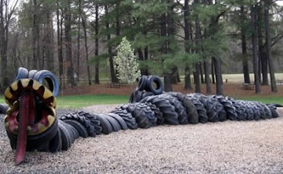 Sculptures from used tires