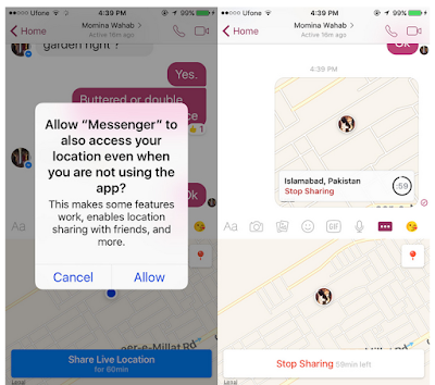 Cara share lokasi Langsung anda di Facebook Messenger dengan Teman