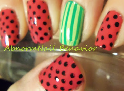 watermelon-nail-art-polka-dot