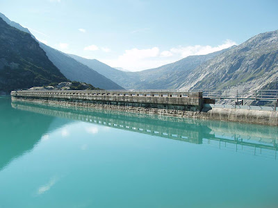 The Gelmer dam that forms the lake