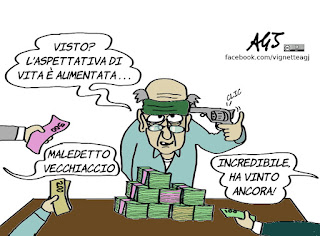 pensioni, anziani, aspettativa di vita, economia, inps, vignetta, satira