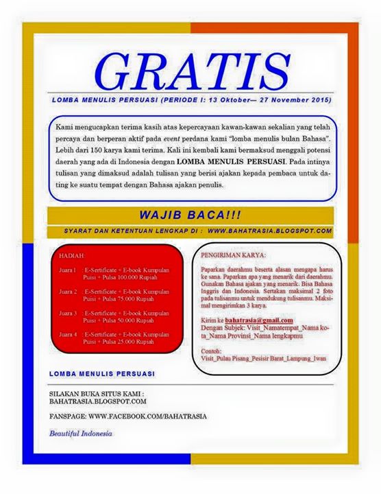 Lomba Menulis Persuasi LOMBA MENULIS VISIT INDONESIA 