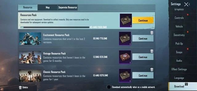 PUBG Mobile Lightweight Installation Function how to download additional resource packs