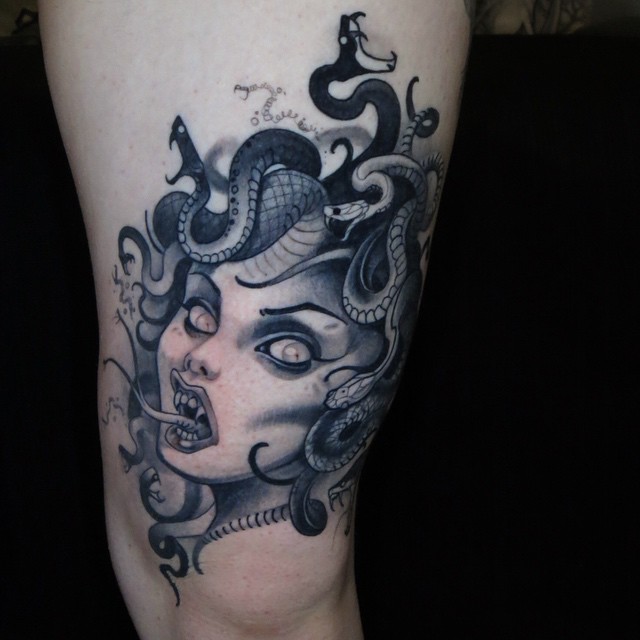 head of Medusa with snakes hair tattoo idea