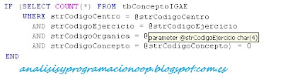 Información de parámetros IntelliSense SQL Server