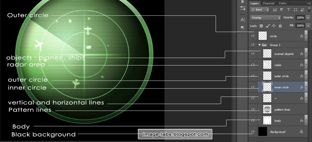  blueprint a radar organisation inward fully slow steps Photoshop Tutorial : How To blueprint a Radar System Icon 