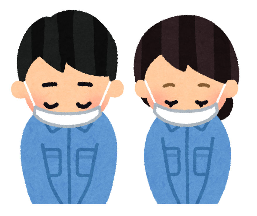 いろいろなマスクを付けてお辞儀をする人のイラスト かわいいフリー素材集 いらすとや