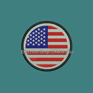United States America Flag Embroidery Design