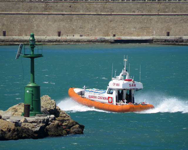 Search and Rescue patrol boat CP 866 leaving the Porto Mediceo, Livorno