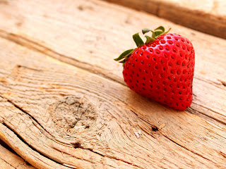 Strawberry on Wood Surface Stock HD Wallpaper