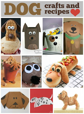 collage of dog crafts for kids