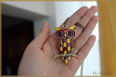 Colorful owl necklace with long chain