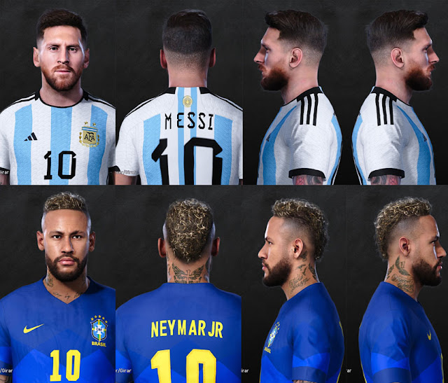 Neymar & Lionel Messi Face 2022 For eFootball PES 2021