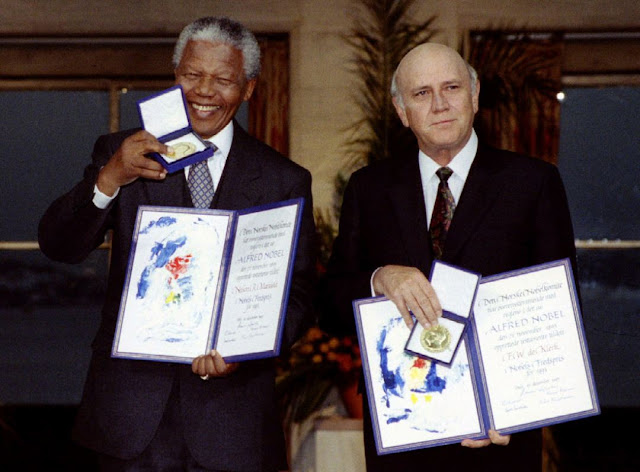 1993 Nobel Peace Prize with Frederick Willen De Klerk