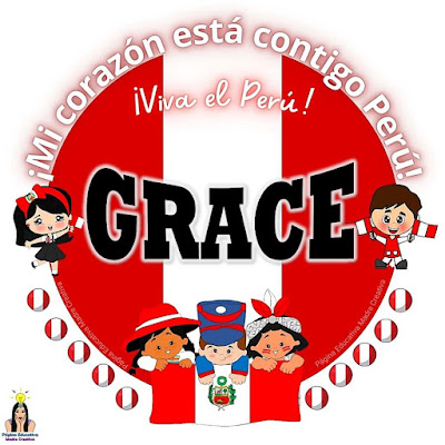 Solapín Nombre Grace Perú para imprimir