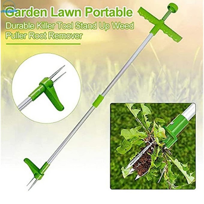 Qswba Stand Up Weed Remover Tool Manual Standing Root Remover with 3 Claws & Twist Handle for Garden Lawn