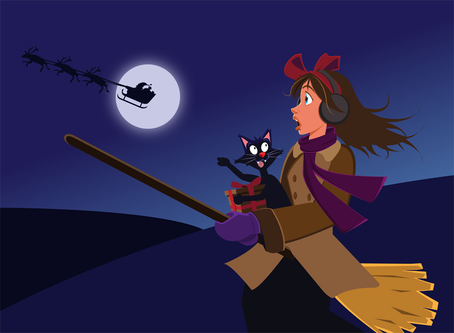Dave Song's Illustrations: Kiki's Delivery Service Christmas Card