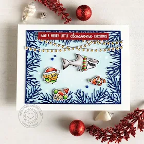 Sunny Studio Stamps: Christmas Garland Frame Dies Merry Mice Scenic Route Best Fishes Christmas Card by Candice Fisher