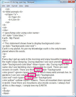 HTML span tag in English