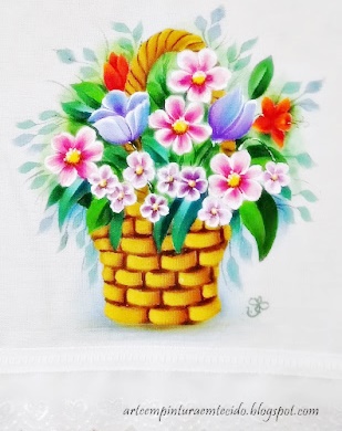 pintura em tecido flores