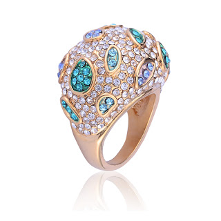 Gold Plated Micro Pave Cubic Zirconia Dome Ring