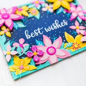 Sunny Studio Stamps: Botanical Backdrop Die Floral Greetings Best Wishes Card by Mona Toth 