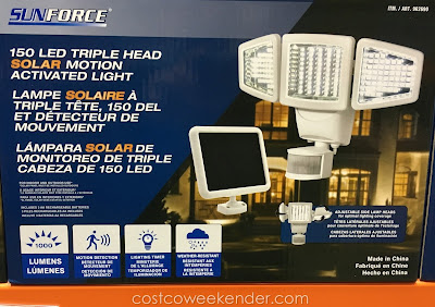 Ensure your home is well lit anjd more secure with the SunForce 150 LED Triple Head Solar Motion Activated Light