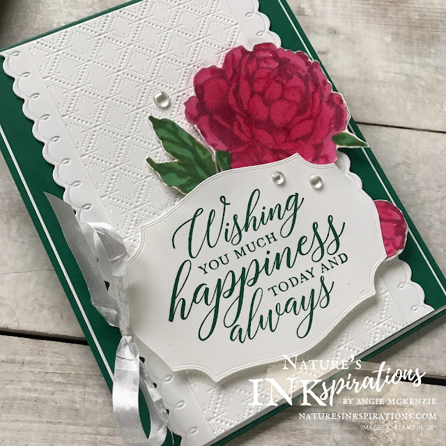 By Angie McKenzie for The Joy of Sets Blog Hop; Click READ or VISIT to go to my blog for details! Featuring the Prized Peony Bundle with four other stamp sets to make a perfect anniversary card; #handmadecards #naturesinkspirations #joyofsetsbloghop #occasioncards #anniversarycards #stampinup #prizedpeonybundle #sosentimentalstampset #familypartystampset #foreverfernstampset #manymatesstampset #debossing #daintydiamondsembossingfolder #coloringwithblends #cardtechniques #stampinupinks #makingotherssmileonecreationatatime #naturesinkspirations