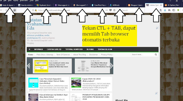 Shortcut Keyboard CTL + TAB, memindahkan TAB Browser dengan cepat