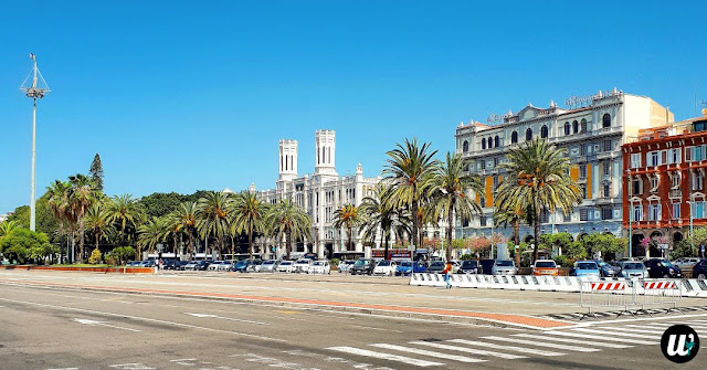 Palazzo Civico Town Hall and Via Roma street, Cagliari | Sardinia, Italy | wayamaya