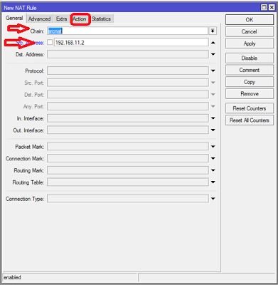 mikrotik - IP firewall nat settings