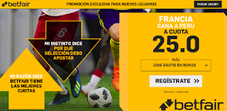 betfair supercuota victoria de Francia a Peru 21 junio