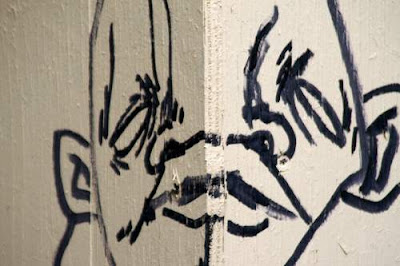 Close-up graffiti image of a head in Geneva, Switzerland