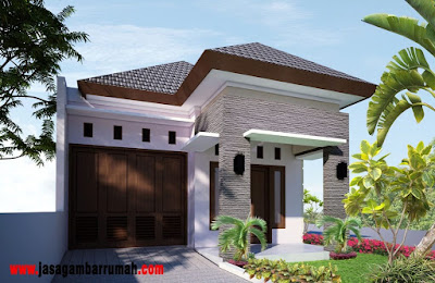 desain teras rumah minialis type 45 dengan kerikil alam