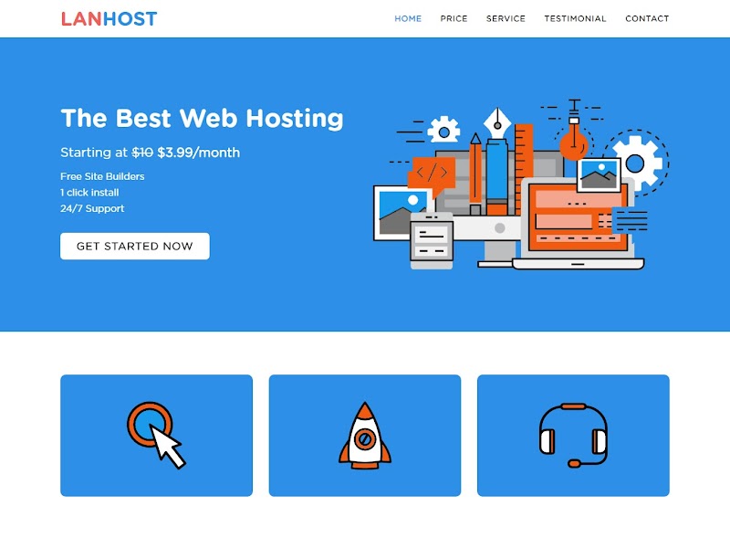 LanHost - Landing Page Hosting Blogger Template