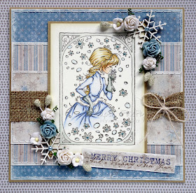 Shabby chic Christmas card using Winter girl from LOTV