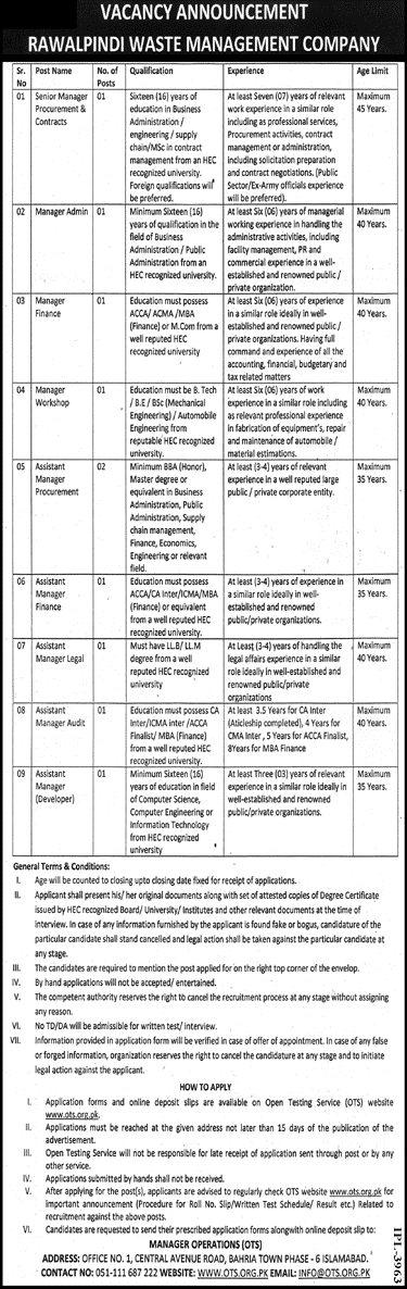 Latest Jobs in Rawalpindi Waste Management Company RWMC May 2021