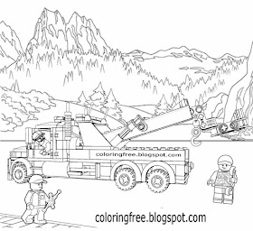 Lorry breakdown wagon legoland clipart image big road truck Lego city printable for kiddies to color